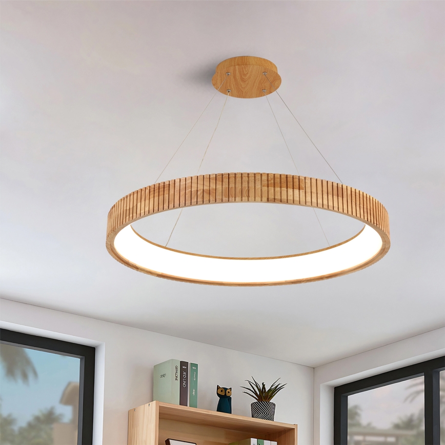 Brilagi - LED-pendel på wire FALCON WOOD MODERN LED/60W/230V 3000/4000/6000K Ø 80 cm træ
