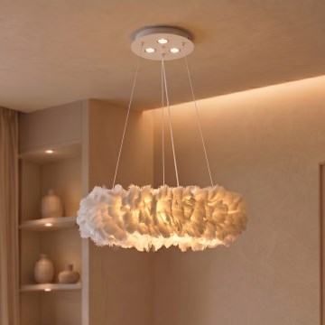 Brilagi - LED-pendel på wire FEATHER 3xE27/40W/230V + 3xLED/3W Ø 40 cm hvid