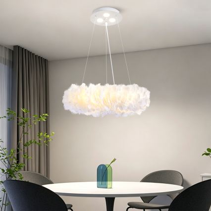 Brilagi - LED-pendel på wire FEATHER 3xE27/40W/230V + 3xLED/3W Ø 40 cm hvid