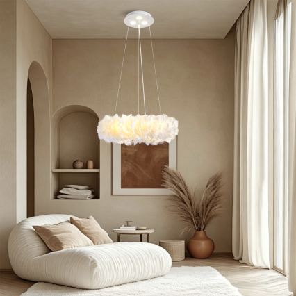 Brilagi - LED-pendel på wire FEATHER 3xE27/40W/230V + 3xLED/3W Ø 40 cm hvid