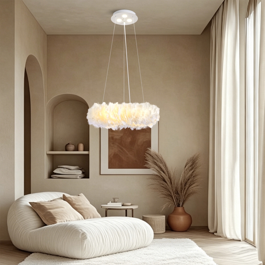 Brilagi - LED-pendel på wire FEATHER 3xE27/40W/230V + 3xLED/3W Ø 40 cm hvid