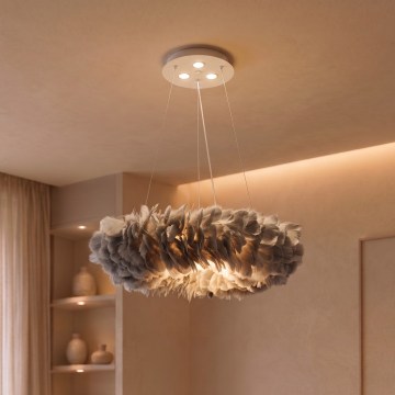 Brilagi - LED-pendel på wire FEATHER 3xE27/40W/230V + 3xLED/3W Ø 50 cm grå