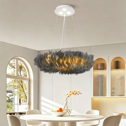 Brilagi - LED-pendel på wire FEATHER 3xE27/40W/230V + 3xLED/3W Ø 50 cm grå