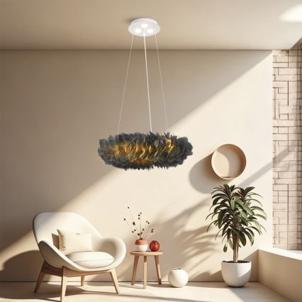 Brilagi - LED-pendel på wire FEATHER 3xE27/40W/230V + 3xLED/3W Ø 50 cm grå