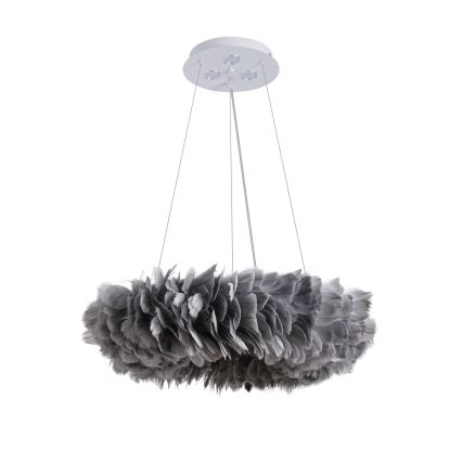 Brilagi - LED-pendel på wire FEATHER 3xE27/40W/230V + 3xLED/3W Ø 50 cm grå