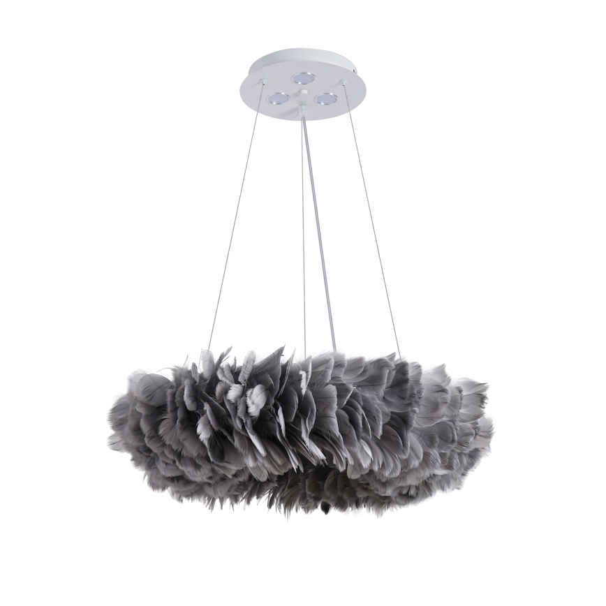 Brilagi - LED-pendel på wire FEATHER 3xE27/40W/230V + 3xLED/3W Ø 50 cm grå