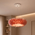 Brilagi - LED-pendel på wire FEATHER 3xE27/40W/230V + 3xLED/3W Ø 50 cm lyserød