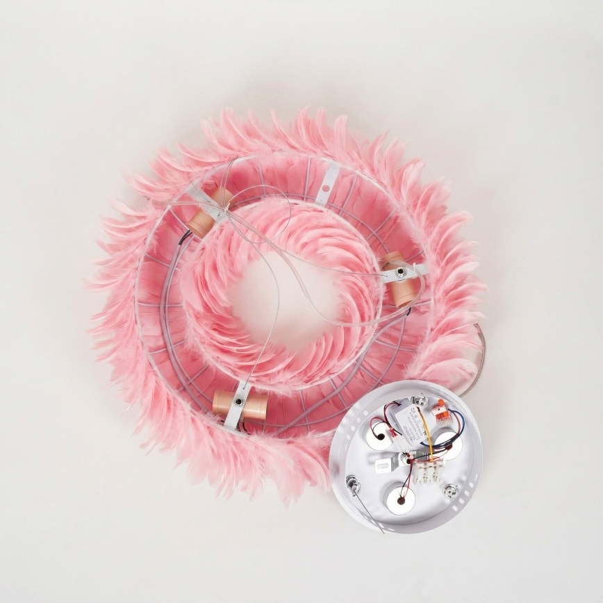 BRILAGI - LED-pendel på wire FEATHER 3xE27/40W/230V + 3xLED/3W Ø 50 cm lyserød