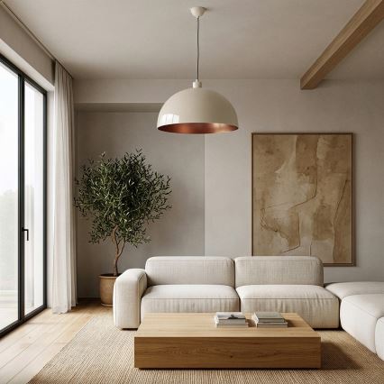 Brilagi - LED-pendel på wire METALO 1xE27/40W/230V Ø 40 cm beige/kobberfarvet