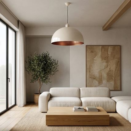 BRILAGI - LED-pendel på wire METALO 1xE27/40W/230V Ø 60 cm beige/kobber