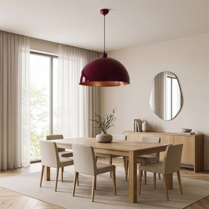 BRILAGI - LED-pendel på wire METALO 1xE27/40W/230V Ø 60 cm bordeaux/kobber