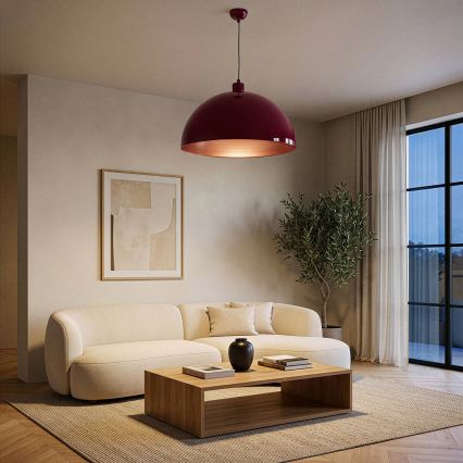 BRILAGI - LED-pendel på wire METALO 1xE27/40W/230V Ø 60 cm bordeaux/kobber