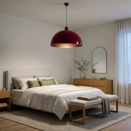 BRILAGI - LED-pendel på wire METALO 1xE27/40W/230V Ø 60 cm bordeaux/kobber