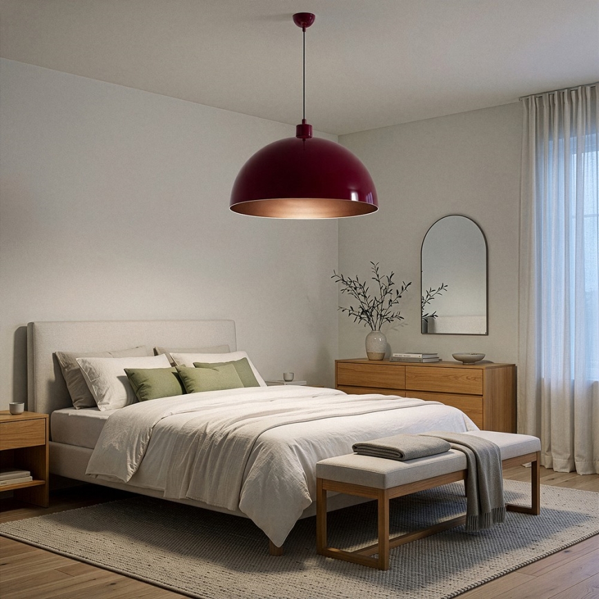 BRILAGI - LED-pendel på wire METALO 1xE27/40W/230V Ø 60 cm bordeaux/kobber