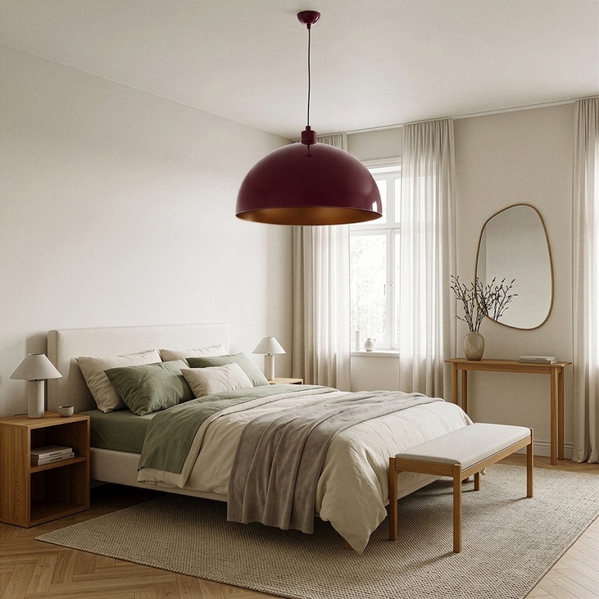 BRILAGI - LED-pendel på wire METALO 1xE27/40W/230V Ø 60 cm bordeaux/kobber
