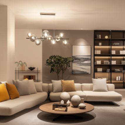 Brilagi - LED-pendel på wire MILLA 10xG9/3W/230V sort krom/røget glas