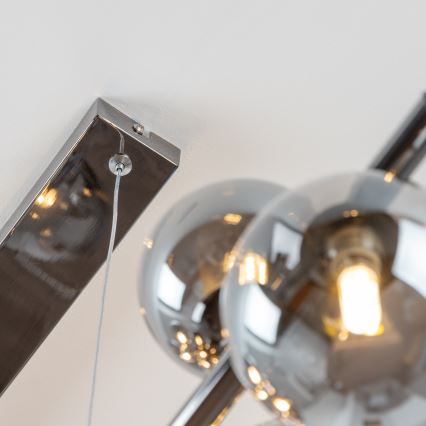 Brilagi - LED-pendel på wire MILLA 10xG9/3W/230V sort krom/røget glas