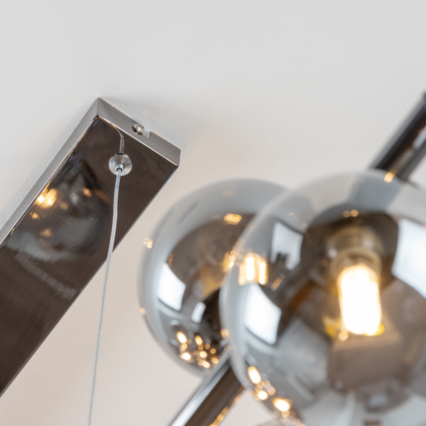 Brilagi - LED-pendel på wire MILLA 10xG9/3W/230V sort krom/røget glas