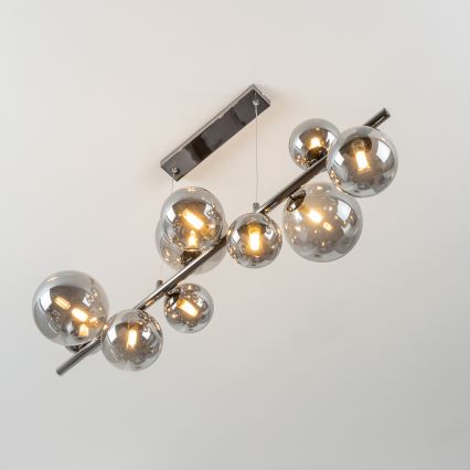 Brilagi - LED-pendel på wire MILLA 10xG9/3W/230V sort krom/røget glas