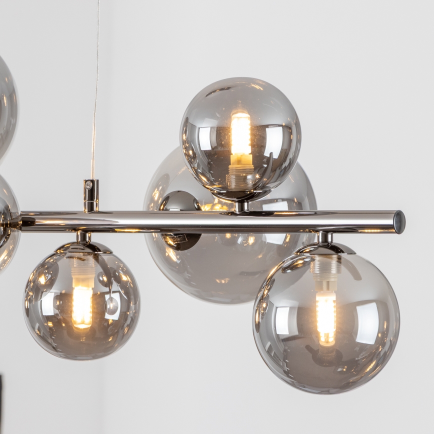 Brilagi - LED-pendel på wire MILLA 10xG9/3W/230V sort krom/røget glas