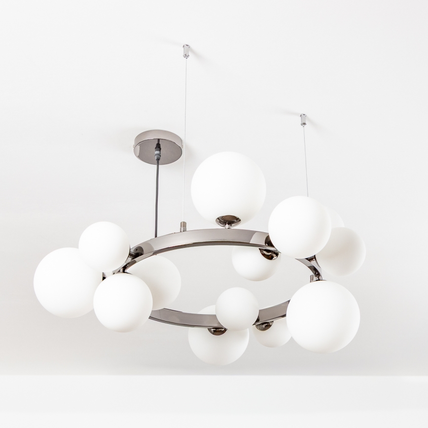 Brilagi - LED-pendel på wire MILLA 15xG9/3W/230V sort krom/hvid