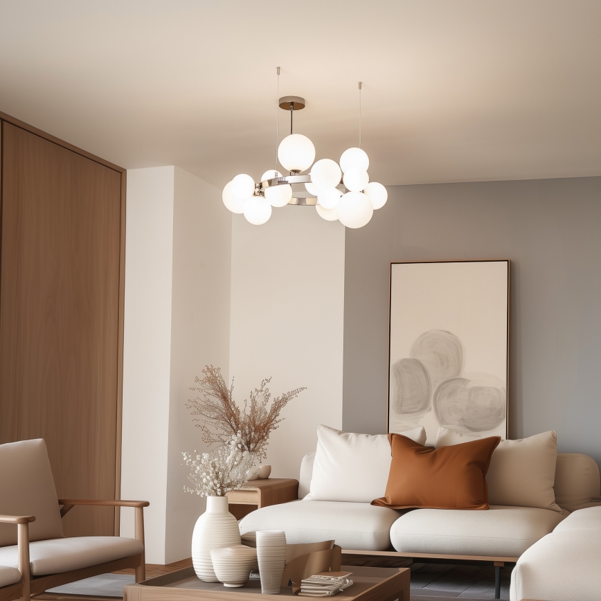 Brilagi - LED-pendel på wire MILLA 15xG9/3W/230V sort krom/hvid