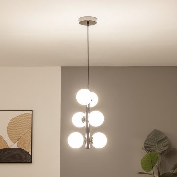 Brilagi - LED-pendel på wire MILLA 6xG9/3W/230V sort krom/hvid