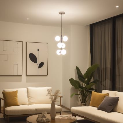 Brilagi - LED-pendel på wire MILLA 6xG9/3W/230V sort krom/hvid