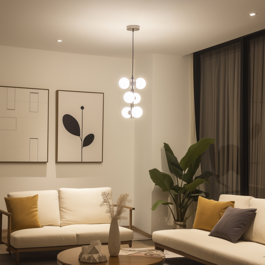 Brilagi - LED-pendel på wire MILLA 6xG9/3W/230V sort krom/hvid