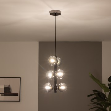 Brilagi - LED-pendel på wire MILLA 6xG9/3W/230V, sort krom/røget