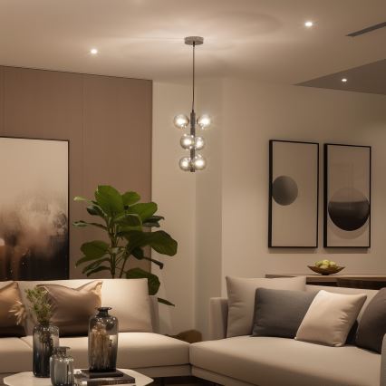 Brilagi - LED-pendel på wire MILLA 6xG9/3W/230V, sort krom/røget