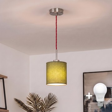 Brilagi - LED-pendel på wire NUBILA 1xE27/60W/230V Ø 14 cm rød/grøn