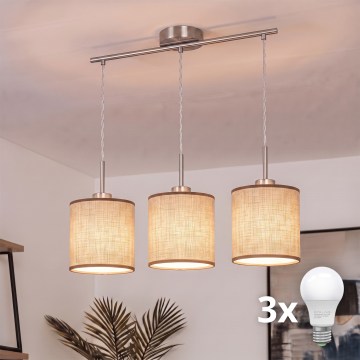 Brilagi - LED-pendel på wire NUBILA 3xE27/60W/230V brun