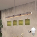 Brilagi - LED-pendel på wire NUBILA 4xE27/60W/230V grå/grøn