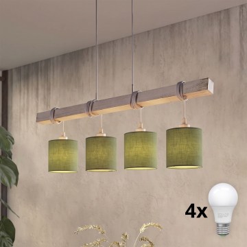 Brilagi - LED-pendel på wire NUBILA 4xE27/60W/230V grå/grøn