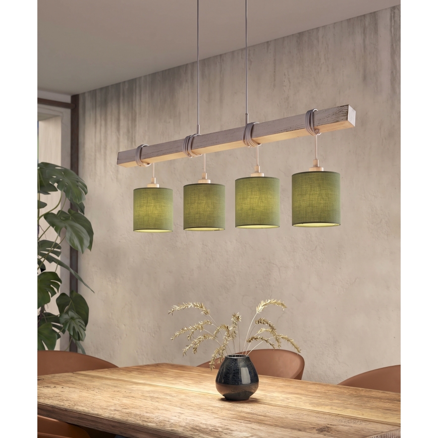 Brilagi - LED-pendel på wire NUBILA 4xE27/60W/230V grå/grøn