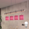 Brilagi - LED-pendel på wire NUBILA 4xE27/60W/230V grå/lyserød