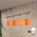 Brilagi - LED-pendel på wire NUBILA 4xE27/60W/230V grå/orange