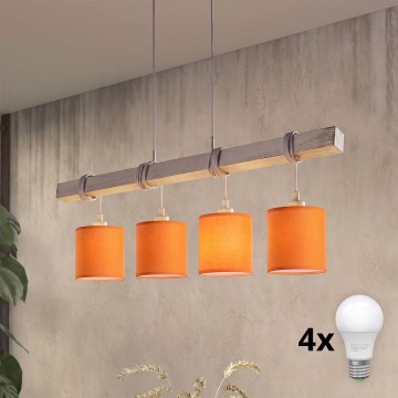 Brilagi - LED-pendel på wire NUBILA 4xE27/60W/230V grå/orange