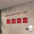 Brilagi - LED-pendel på wire NUBILA 4xE27/60W/230V grå/pompejsk rød