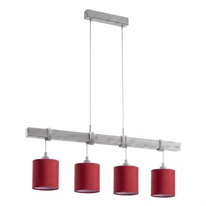 Brilagi - LED-pendel på wire NUBILA 4xE27/60W/230V grå/pompejsk rød