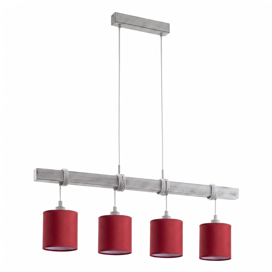 Brilagi - LED-pendel på wire NUBILA 4xE27/60W/230V grå/pompejsk rød