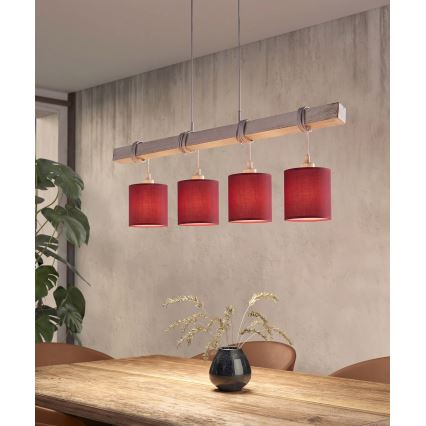 Brilagi - LED-pendel på wire NUBILA 4xE27/60W/230V grå/pompejsk rød