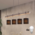 Brilagi - LED-pendel på wire NUBILA 4xE27/60W/230V grå/sort