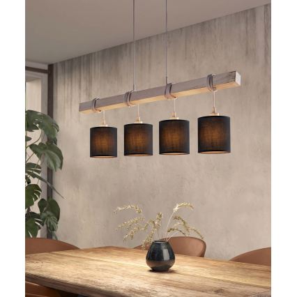 Brilagi - LED-pendel på wire NUBILA 4xE27/60W/230V grå/sort