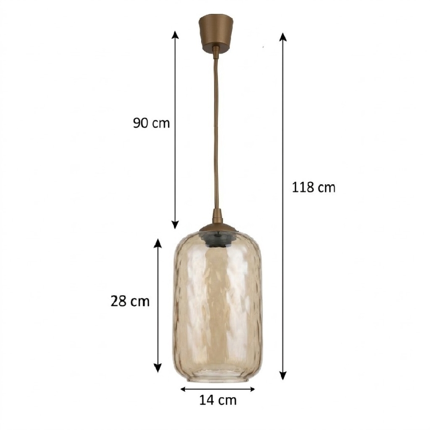 BRILAGI - LED-pendel på ledning RETRO GLASS 1xE27/60W/230V Ø 14 cm brun/røget brun