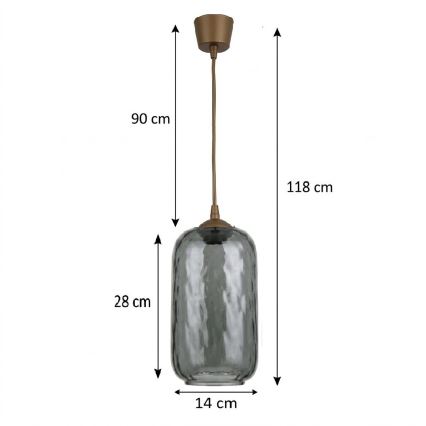 BRILAGI - LED-pendel på wire RETRO GLASS 1xE27/60W/230V Ø 14 cm brun/røget grå