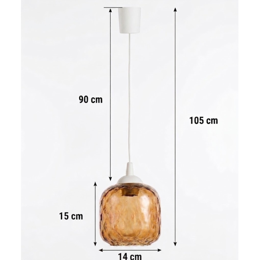 Brilagi - LED-pendel på kabel RETRO GLASS 1xE27/60W/230V Ø 14 cm hvid/røget brun
