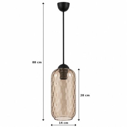 BRILAGI - LED-pendel på ledning RETRO GLASS 1xE27/60W/230V Ø 14 cm sort/røgbrun