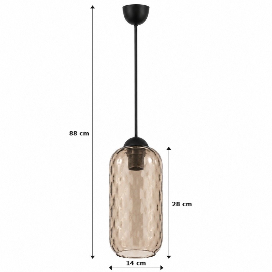 BRILAGI - LED-pendel på ledning RETRO GLASS 1xE27/60W/230V Ø 14 cm sort/røgbrun